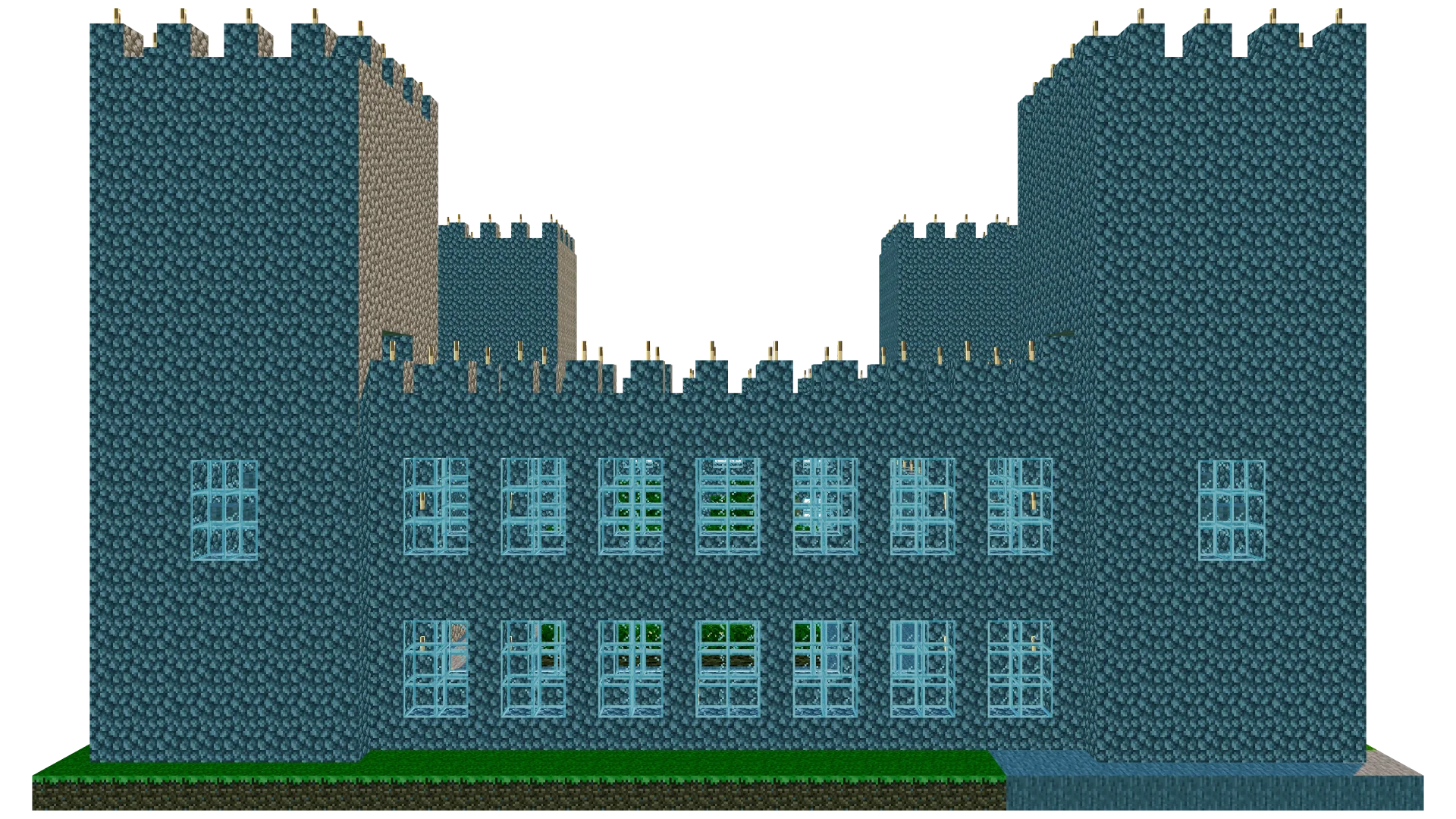 Cobblestone Courtyard Castle · back view