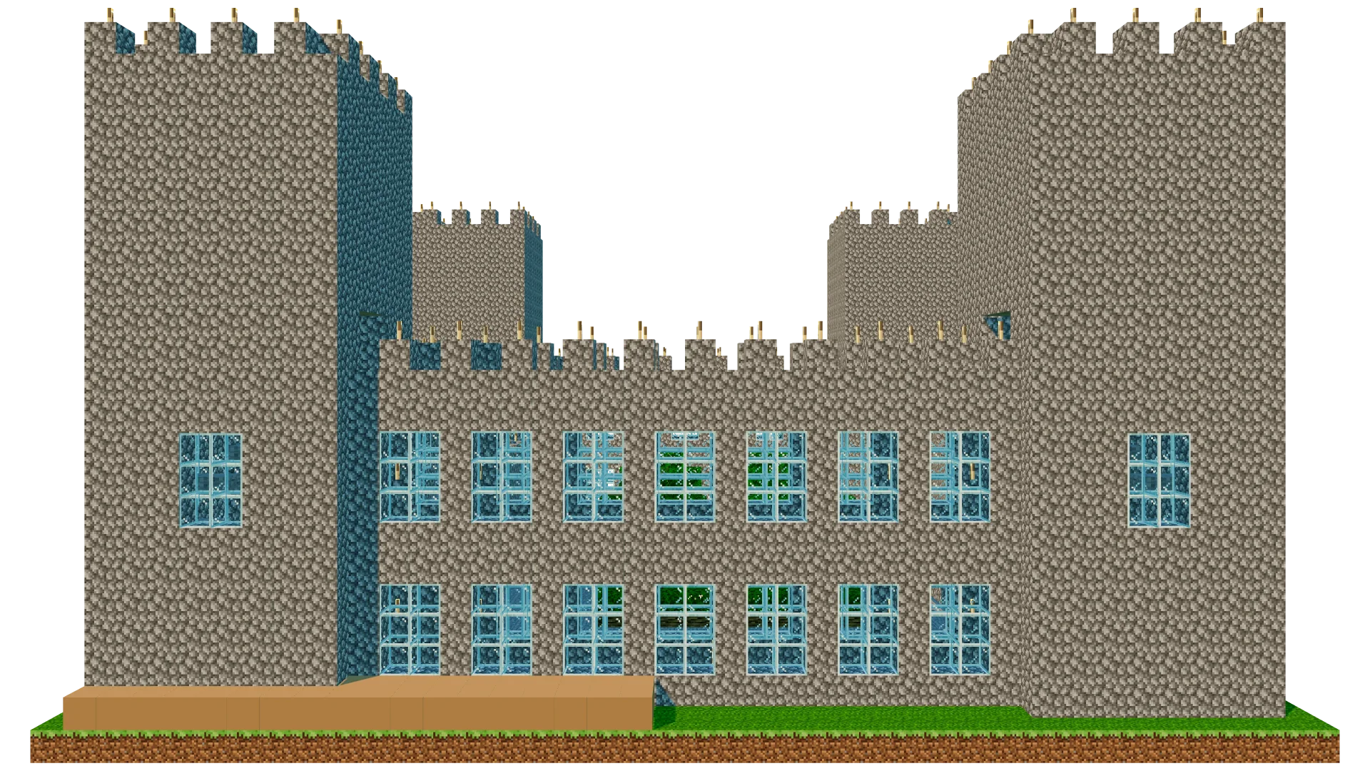 Cobblestone Courtyard Castle · front view