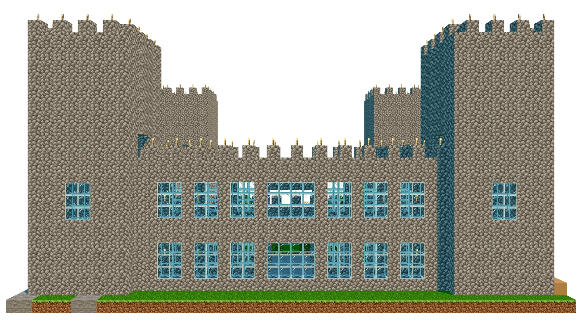 Cobblestone Courtyard Castle · left view