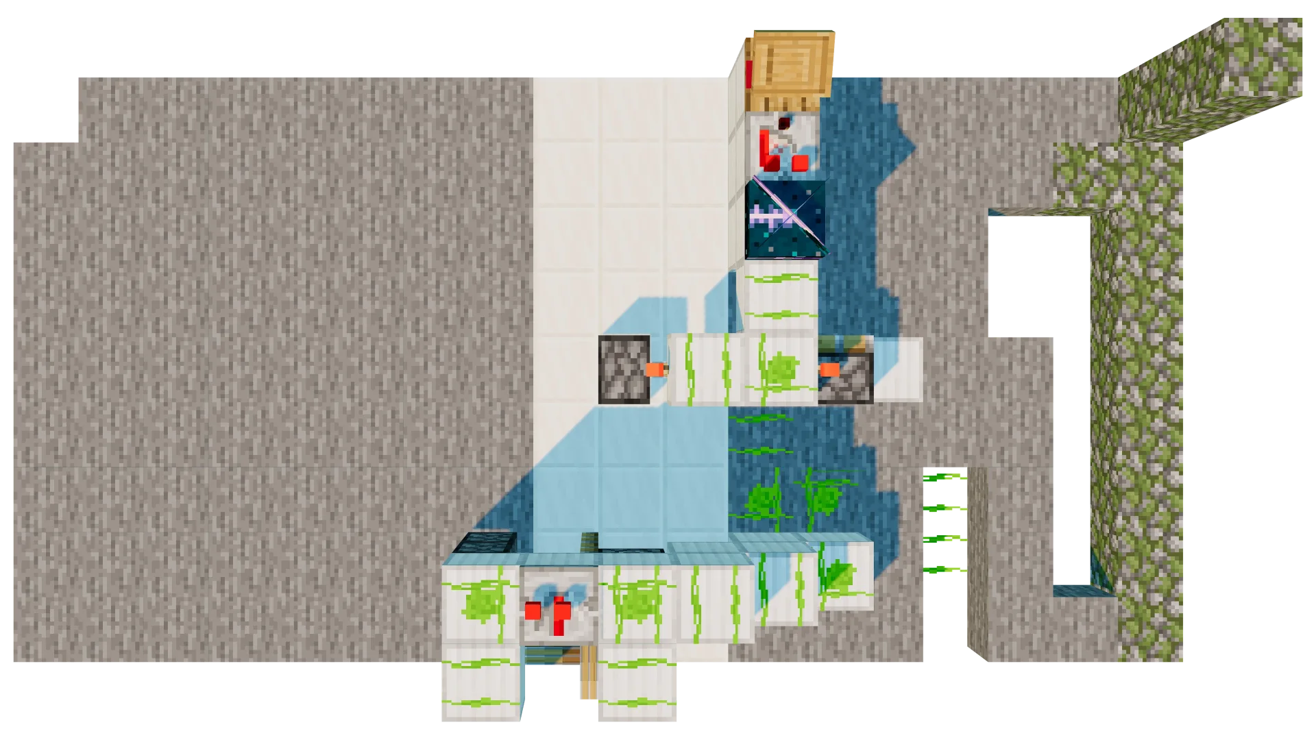 Compact Bamboo Farm with Sculk Sensor · top view