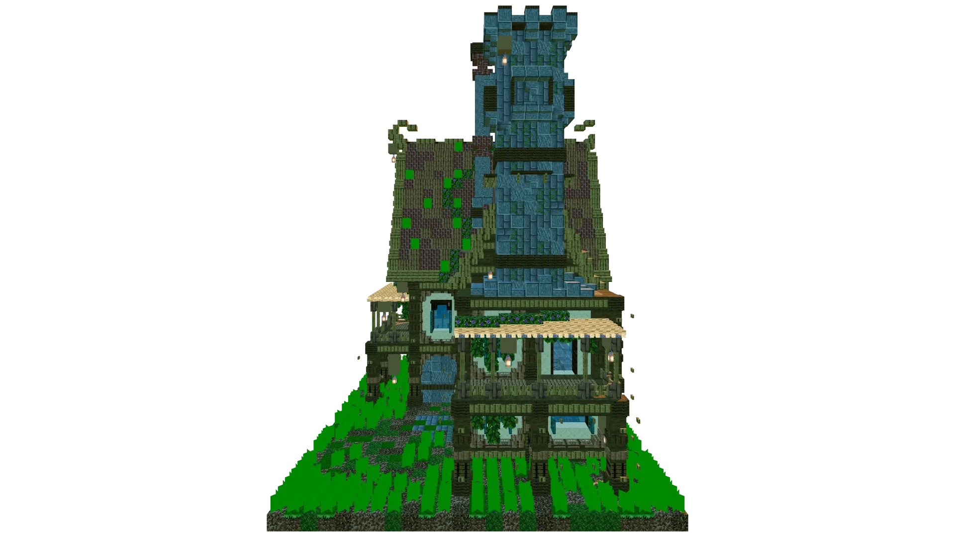 Medieval Fantasy House With Tower · back view