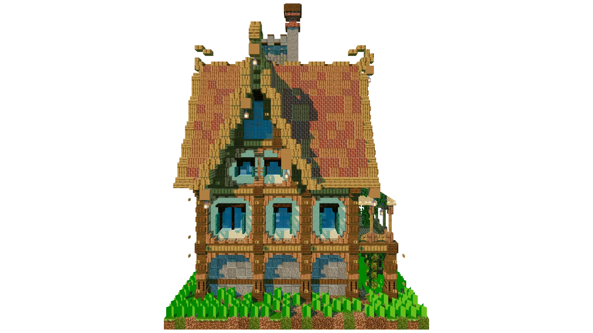 Medieval Fantasy House With Tower · front view