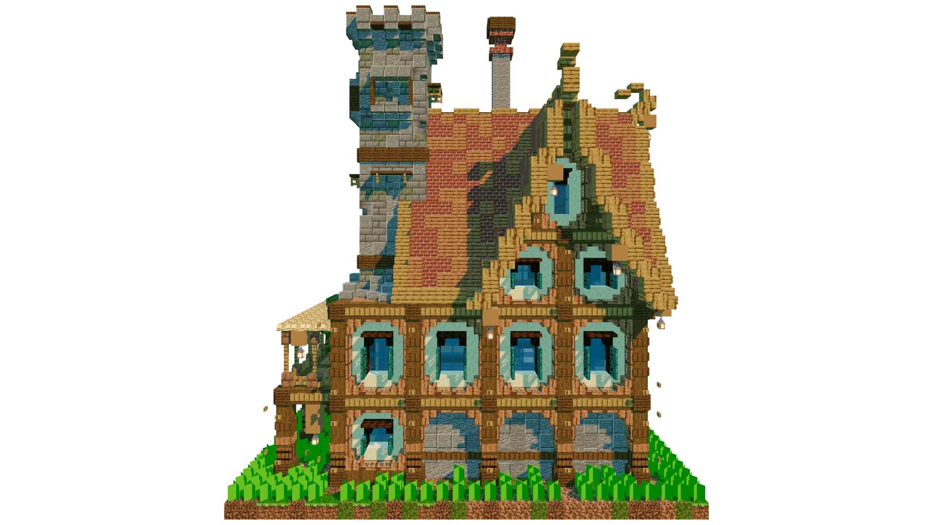 Medieval Fantasy House With Tower · left view