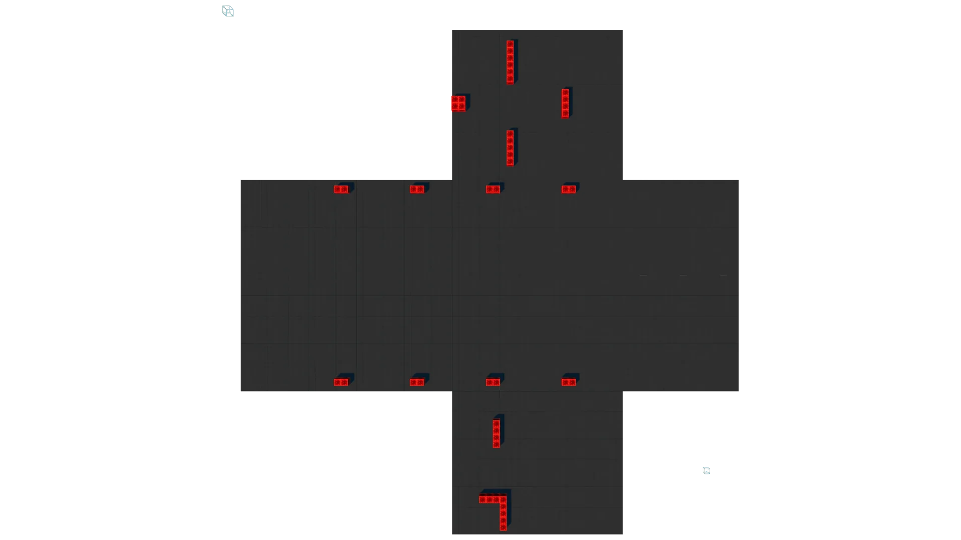 Modern Cross Base with Quartz Pillars · top view