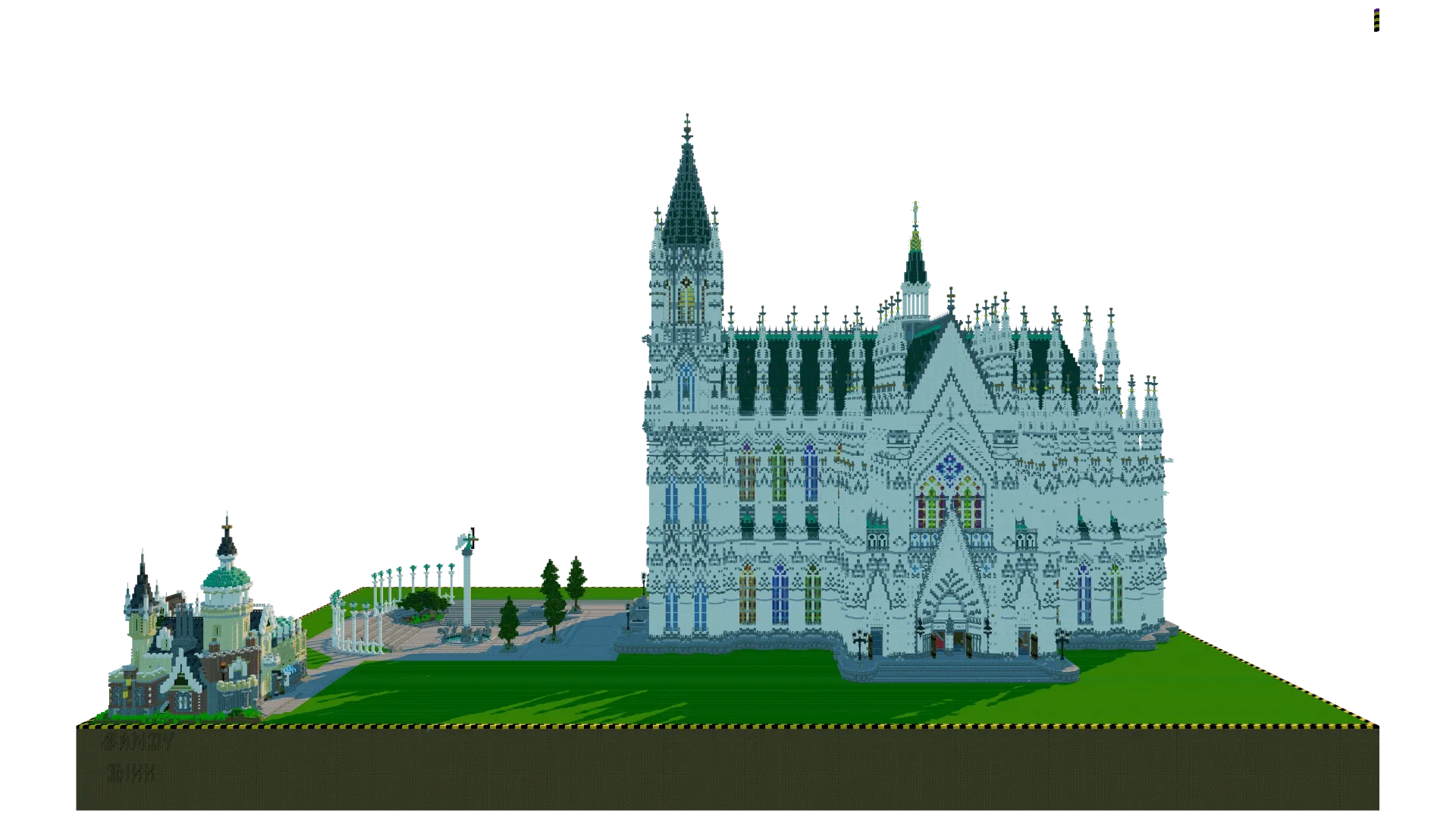 Classic Cathedral With Grand Plaza · back view