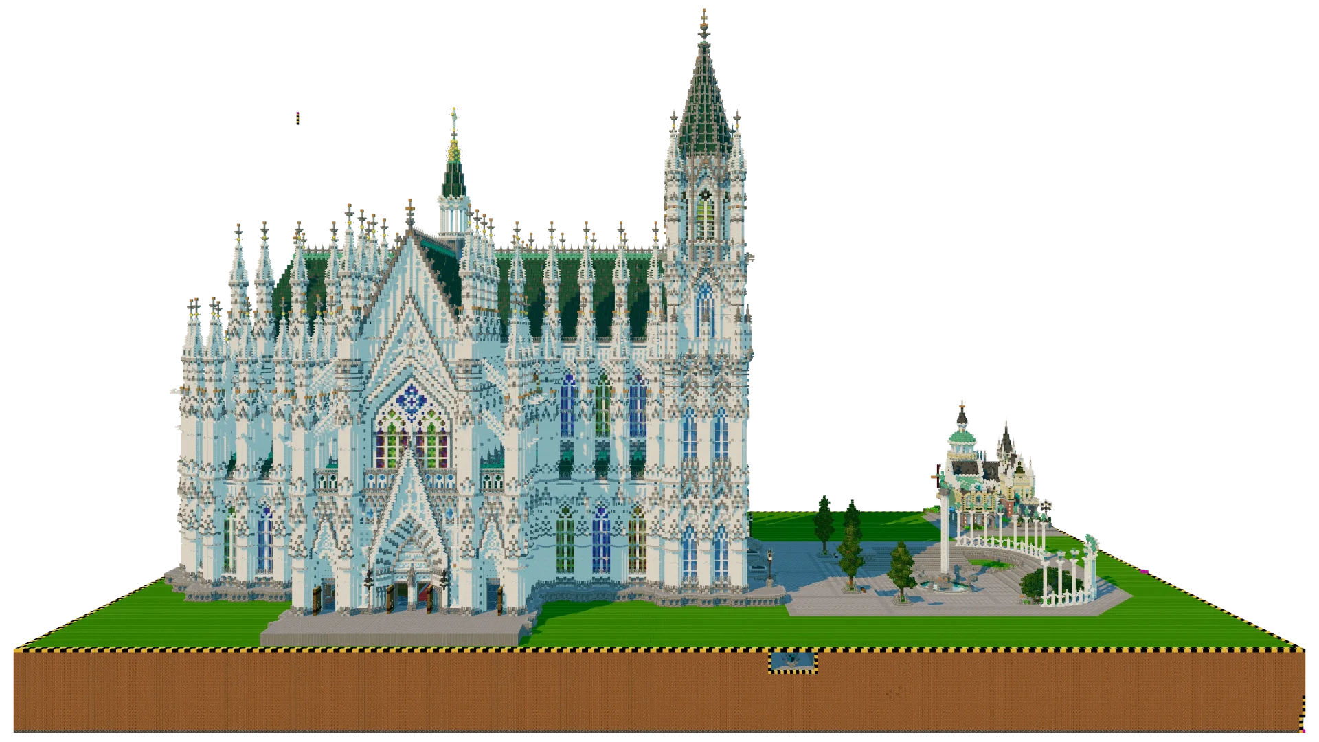 Classic Cathedral With Grand Plaza · front view