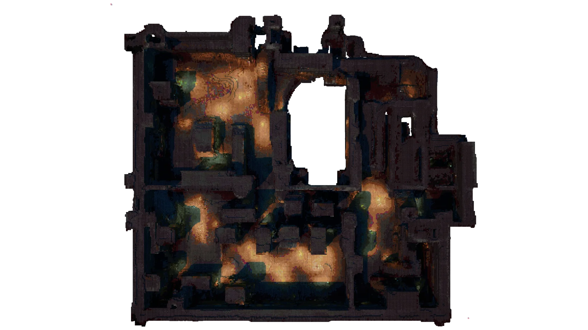 Dark Fantasy Dungeon Layout · top view