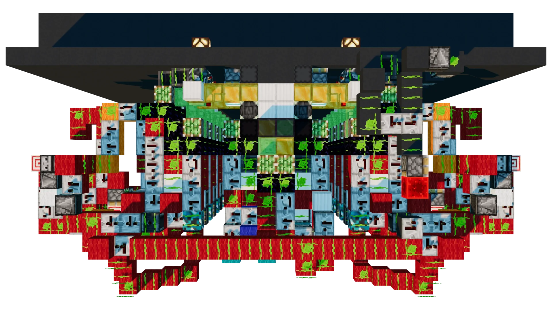 Redstone Flying Machine Elevator · top view