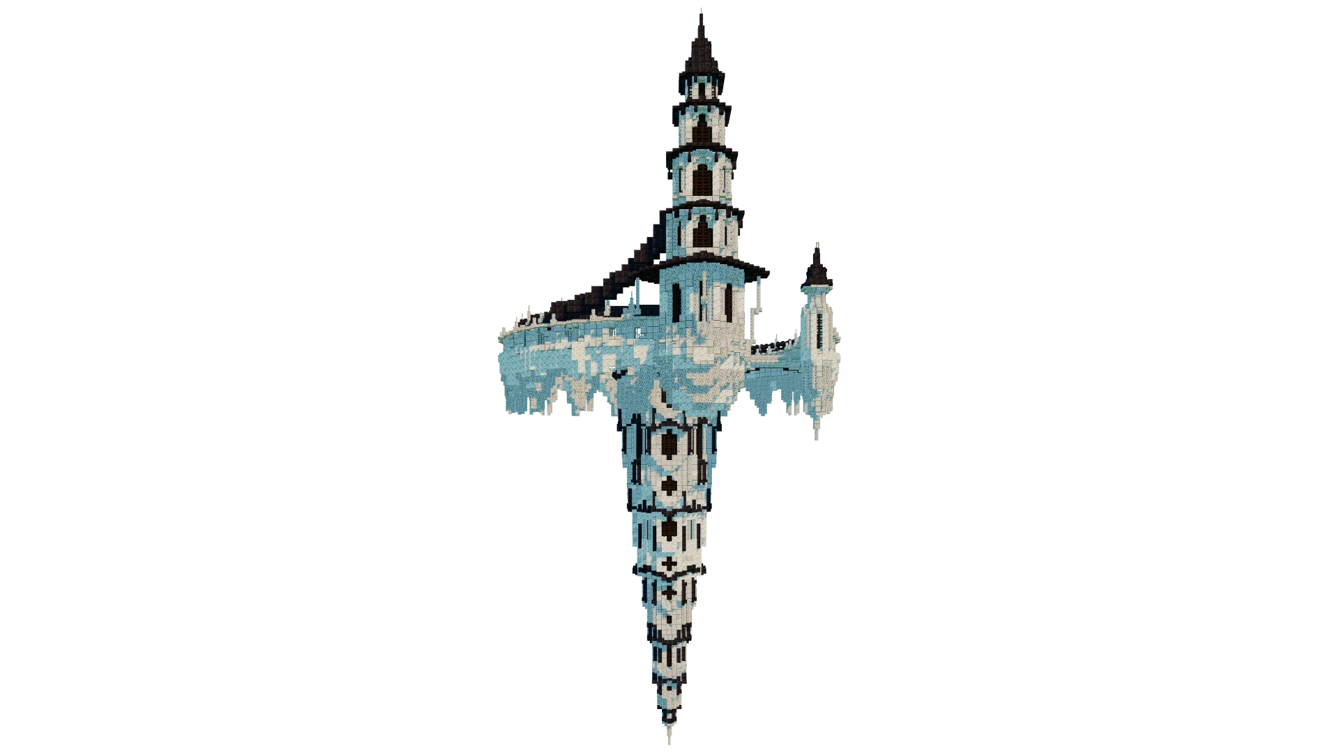 Floating Fantasy Castle With Circular Spire · left view