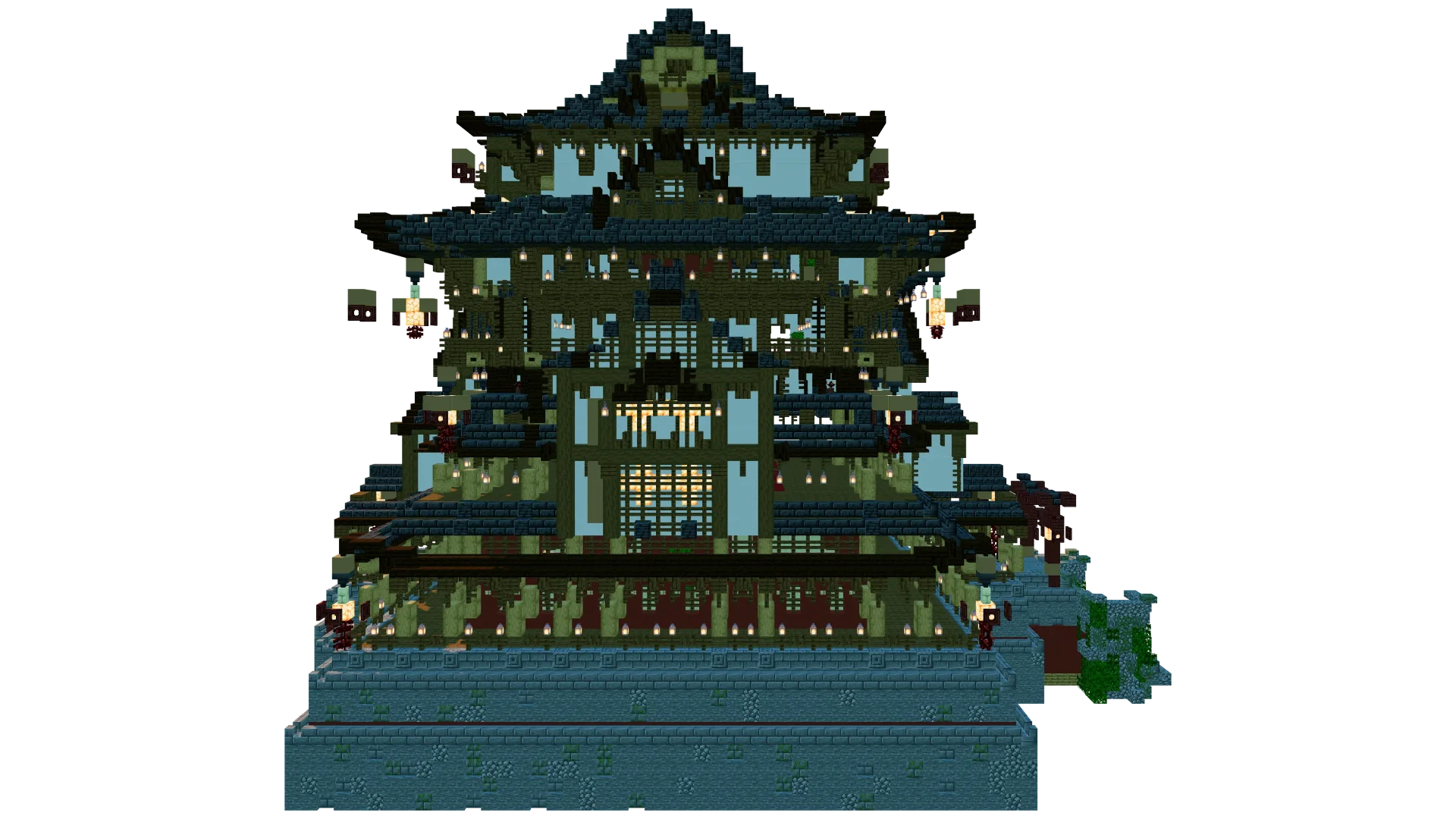 Japanese Mansion With Tiered Roofs · right view