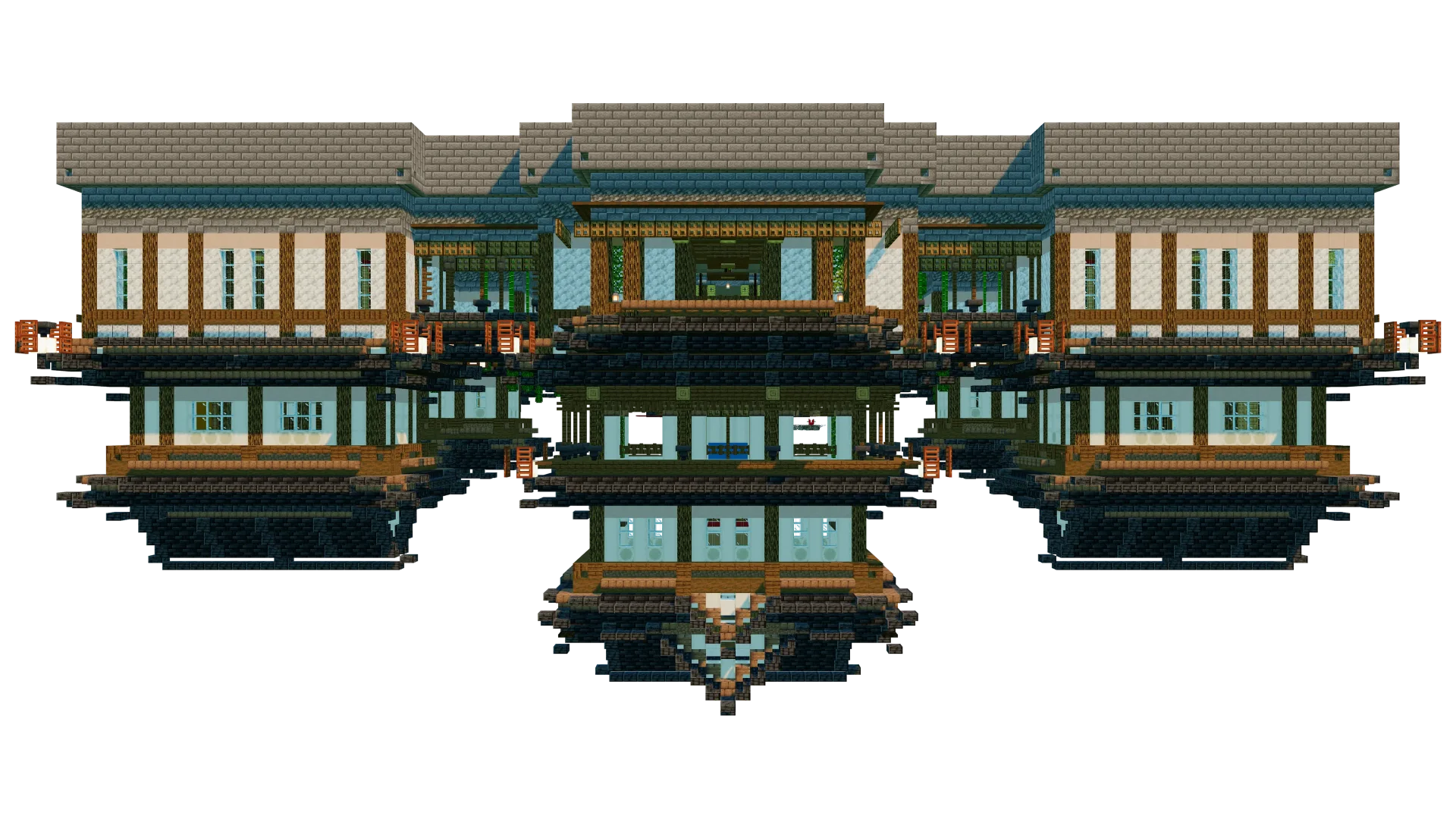 Japanese Temple With Rooftop Garden · left view