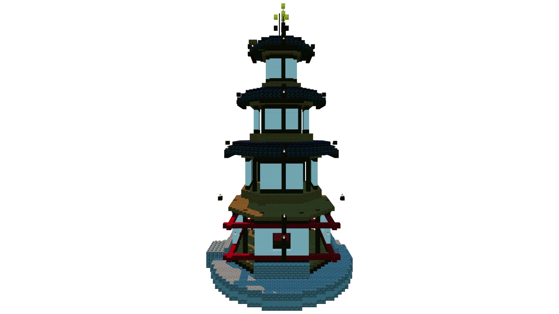 Detailed Japanese Pagoda Tower · right view