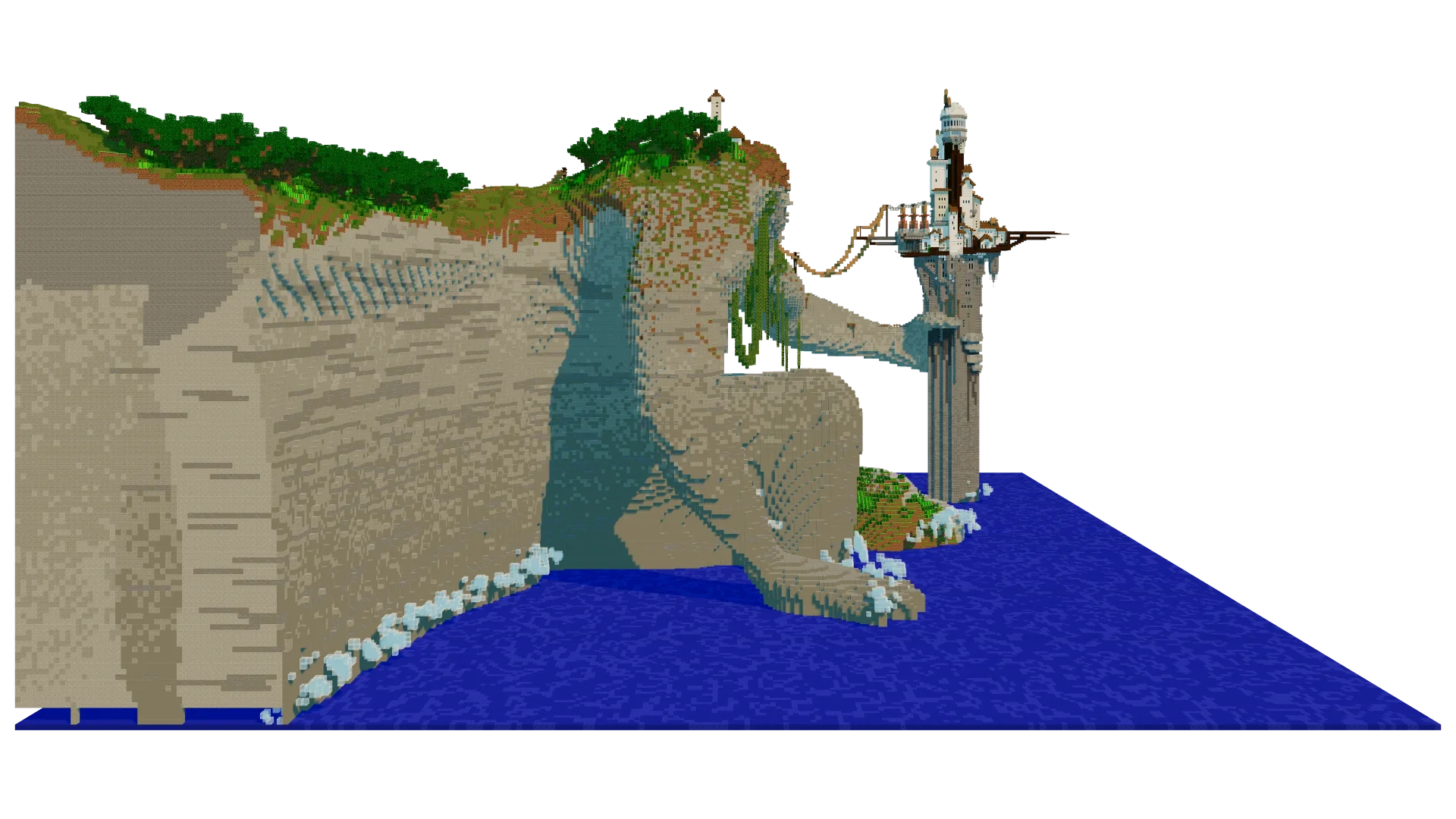 Fantasy Cliffside Lighthouse with Coastal Landscape · left view