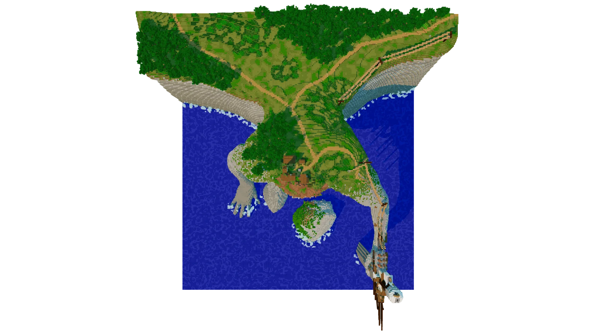 Fantasy Cliffside Lighthouse with Coastal Landscape · top view