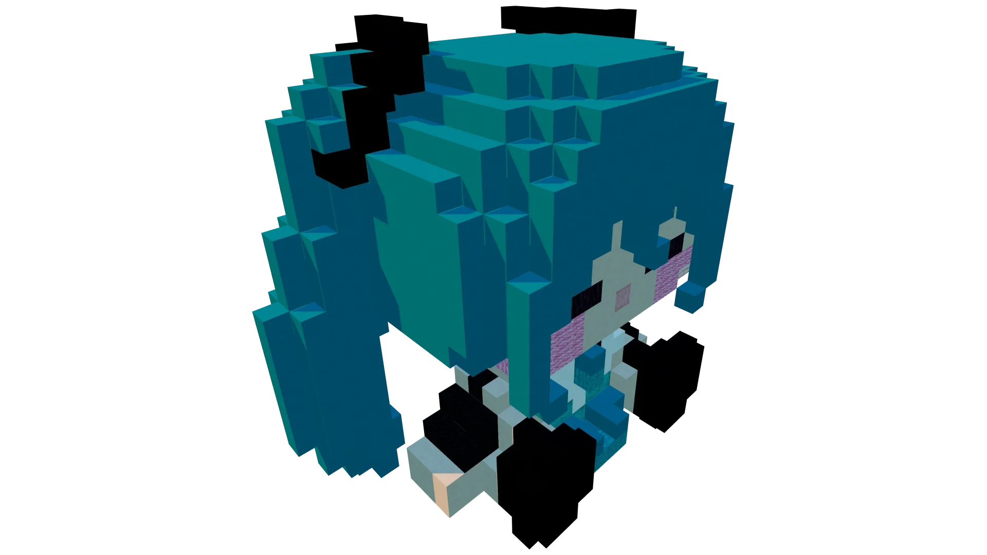 Hatsune Miku Plushie Statue · isometric view