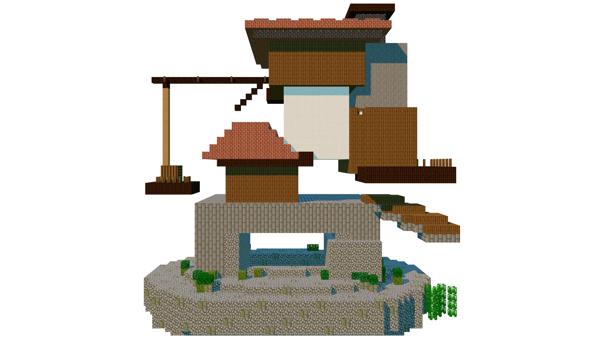 Seaside Timber House with Crane · front view