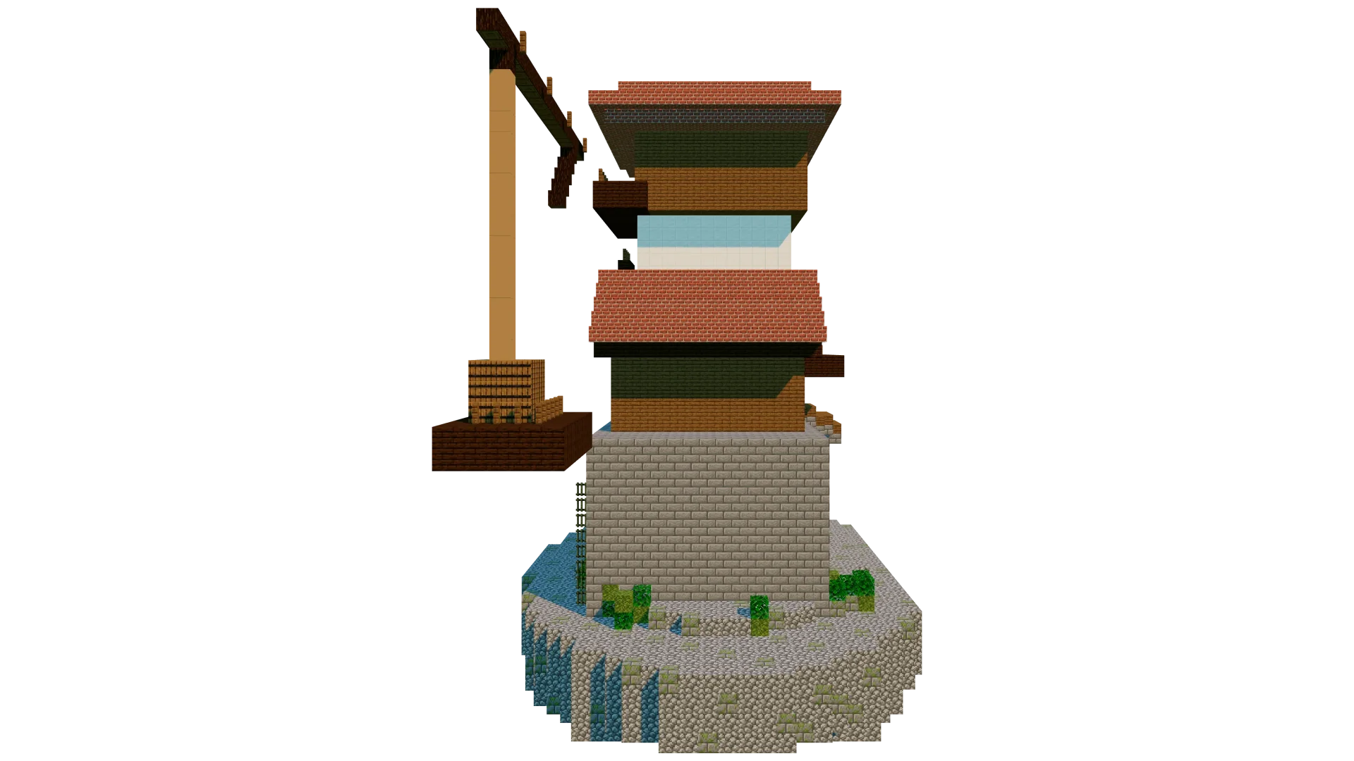 Seaside Timber House with Crane · left view