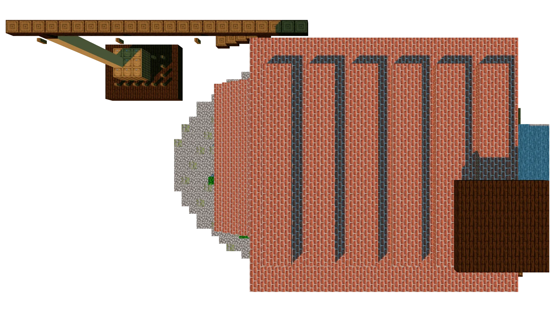 Seaside Timber House with Crane · top view