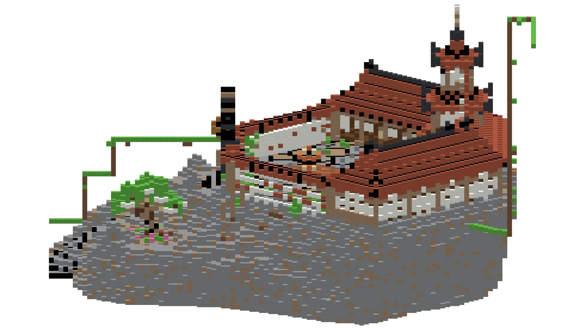 Japanese Cliffside Temple · front view